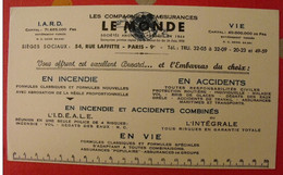 Buvard Compagnies D'assurances Le Monde. Vers 1950 - Bank & Versicherung