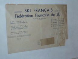 Facture Document SKI FRANCAIS Federation Française De Ski 31 Cours Jean Jaures Grenoble  Comite Olympique Français - Deportes & Turismo