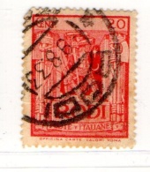 EGEO - RODI, 1932, PITTORICA Dent. 14, Sass. N. 58, Cent 20 Rosso, Usato Garantito - Aegean