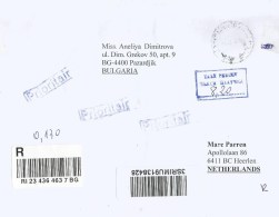 Bulgaria 2016 Pazerdjik Unfranked Postage Paid Taxe Percue Barcoded Registered Cover - Covers & Documents