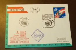 Wien Luftschiffpost  50 Jahre UNO    #cover3458 - Cartas & Documentos