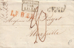 Belgium France Cover Entire 1818 GEND Gent ´PAYS BAS PAR LILLE´ 9 Reales To Marseille (p88) - 1815-1830 (Dutch Period)