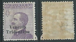 1918 TRENTINO ALTO ADIGE EFFIGIE 50 CENT MH * - P12-5 - Trento