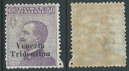 1918 TRENTINO ALTO ADIGE EFFIGIE 50 CENT MH * - P12-5 - Trentin