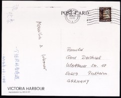 Hong Kong: PPC Picture Postcard To Germany, 1995, 1 Stamp, Machin $2.60, Card: Victoria Harbour (traces Of Use) - Cartas & Documentos