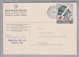 Schweiz Soldatenmarken Geb.Füs.Bat.45 Stabs-Kp. Auf Militärpostkarte - Documents