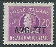 1949-52 TRIESTE A RECAPITO AUTORIZZATO 20 LIRE MH * - P19-3 - Posta Espresso