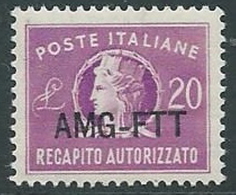 1949-52 TRIESTE A RECAPITO AUTORIZZATO 20 LIRE MNH ** - P19-7 - Posta Espresso