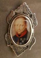 NAPOLI MINIATURA PORTRAIT FRANCESCO I MONTATA SPILLA STERLING 925 - RARISSIMA CM 4,5 - Royaux/De Noblesse