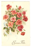 CPA FANTAISIE BONNE FETE BOUQUET DE ROSES ROSE - ÉDITIONS MD SÉRIE 1225 - 2 SCANS - - Paddestoelen