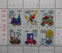 MiNr. 2566 - 2571 Deutschland Deutsche Demokratische Republik 1980, 9. Dez. Historisches Spielzeug (I): Verkehrsmittel. - 1971-1980