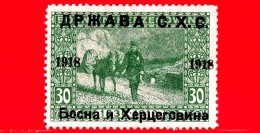 Nuovo - SERBIA - CROAZIA - SLOVENIA - 1918 - Emissione Per La Bosnia-Erzegovina - Trasporto Postale Su Mulo - 30 - Unused Stamps