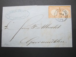 1874 , LÜBECK - BAHNHOF  ,   Klarer Stempel Auf Brief - Lettres & Documents