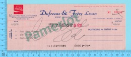 Trois-Rivieres Quebec Canada - Coca-Cola - Cheque Cancellé à J. M. Asselin   En 1978 2 Scans - Chèques & Chèques De Voyage