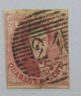 40c Léopold 1er , 5 Ø  4 Filets, Cachet 24, Cote 575,- E  (en 2019) - 1849-1850 Medallones (3/5)