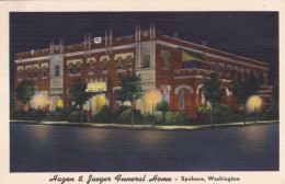 Spokane Washington, Hazen & Jaeger Funeral Home Mortuary, C1930s/40s Vintage Linen Postcard - Spokane