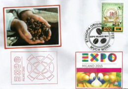 ETHIOPIA. UNIVERSAL EXPO MILANO 2015, Origin Of Coffee,  Letter From The Ethiopian Pavilion, With Stamps Of Ethiopia. - 2015 – Milan (Italie)