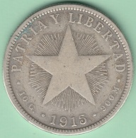 1915-MN-121 CUBA REPUBLICA. 40c SILVER 1915. ESTRELLA. STAR. 10 Gr. - Kuba