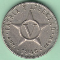 1946-MN-106 CUBA REPUBLICA. 5c KM# A12 1946. CO-NI. ESTRELLA. STAR. 5 Gr. - Kuba