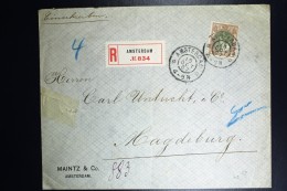 Nederland Aangetekende Enveloppe Amsterdam Magdeburg  NVPH Nr 70   1907 - Briefe U. Dokumente