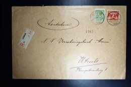 Nederland Aangetekende Enveloppe Arnhem Naar Utrecht NVPH 173 + 192 Mengfrankering - Lettres & Documents