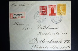 Nederland  Aangetekende Brief Rotterdam Naar Bodenbach 1934 Mengfrankering Nr 126 + 171 + 257 - Brieven En Documenten