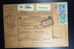 Nederland Pakketkaart 1928 Helmond Antwerpen  NVPH 161 + 163 Dubbelfrankering - Brieven En Documenten