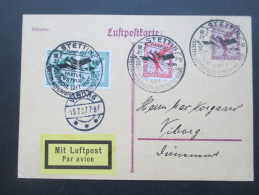 DR 1927 Luftpost GA Mit Zusatzfrankatur. SST Stettin Flugplatz Erster Postflug Deutsche Lufthansa Stettin - Koppenhagen - Luft- Und Zeppelinpost