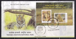 INDIA, 2016, FDC, Tadoba-Andhari-National Park, Tiger,Tigers, Fauna Cub, Miniature Sheet, Jabalpur Cancelled - Covers & Documents