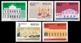 !										■■■■■ds■■ Macao 1984 AF#491-495** Public Buildings 3rd Group Set Architecture (x11036) - Neufs