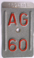 Velonummer Aargau AG 60 - Plaques D'immatriculation