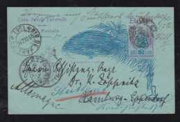 Brazil Brasil 1896 Stationery Card 80R SANTOS To HAMBURG Forwarded To STUTTGART Railway PM Rio 1A TREM - Covers & Documents