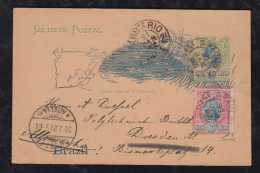 Brazil Brasil 1900 Stationery Card SAO PAULO To DRESDEN Germany  Railway PM 2° TREM - Briefe U. Dokumente