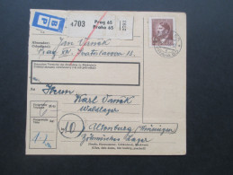 Böhmen Und Mähren 1944 Paketkarte Prag Nach Altenburg (Thüringen) Waldlager / Böhmisches Lager KZ Buchenwald?! BP. RRR - Covers & Documents