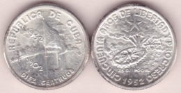 1952-MN-104 CUBA. 1952. DEMAJAGUA. 10c SILVER 2.5gr. XF PLUS. BRILLO ORIGINAL. - Cuba