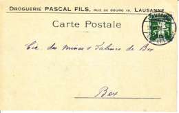 PERFORE SUR CARTE - MAISON " DROGUERIE DU LION-D´OR,PASCAL FILS - LAUSANNE - 1916-(5) - Perforés