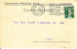 PERFORE SUR CARTE - MAISON " DROGUERIE DU LION-D´OR,PASCAL FILS - LAUSANNE - 1916-(6) - Perforés