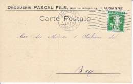 PERFORE SUR CARTE - MAISON " DROGUERIE DU LION-D´OR,PASCAL FILS - LAUSANNE - 1916-(7) - Perforés