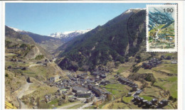 ANDORRE . Randonnée, Village De Ransol Et Vue De  Canillo (Andorre), Carte-maximum - Cartoline Maximum