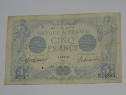 5 Francs - Cinq Francs Bleu - Type 1905 - Novembre 1916 ( Sagitaire ) ***** EN ACHAT IMMEDIAT **** - 5 F 1912-1917 ''Bleu''