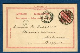 Allemagne - Entier Postal De Freiburg Pour Malines En 1891 - Réf S 281 - Postkarten