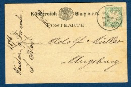 Allemagne - Entier Postal De Weiden Pour Augsburg En 1878 -   Réf S 328 - Postal  Stationery