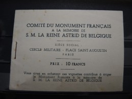 FRANCE - Carnet à La Mémoire De La Reine Astrid De Belgique - Complet - A Voir - P20219 - Blocks Und Markenheftchen