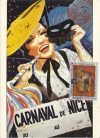 CARTE MAXIMUM CARNAVAL DE NICE TIMBRE-POSTE ARTS DU CIRQUE CACHET  EDIT. LA CIGOGNE ECRITE CIRCULEE 1996 - Otros & Sin Clasificación