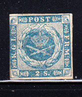 Denmark MH Scott #3 2s Royal Emblems, Blue - Neufs