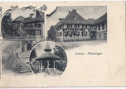 MÜNSINGEN: 3-Bild-AK Von Hotel Löwen ~1910 - Münsingen