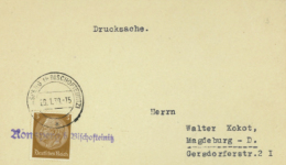 Sudetenland 12.01.1939 Hindenburg 3 Pf Drucksache Rönspeerg Bei Bischofteinitz Horsovsky Tyn - Région Des Sudètes