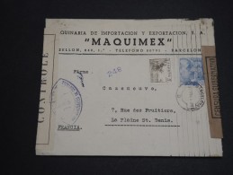 ESPAGNE- Enveloppe Commerciale De Barcelone Pour La France En 1945 Avec Divers Contrôles Postal - A Voir - L 2810 - Marques De Censures Républicaines