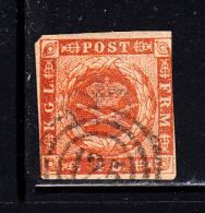 Denmark Used Scott #4 4s Royal Emblems  Cancel: 3-ring '125' - Oblitérés