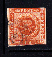 Denmark Used Scott #4 4s Royal Emblems  Cancel: 3-ring - Oblitérés